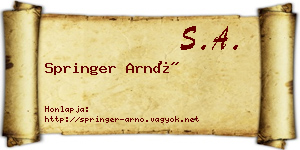 Springer Arnó névjegykártya